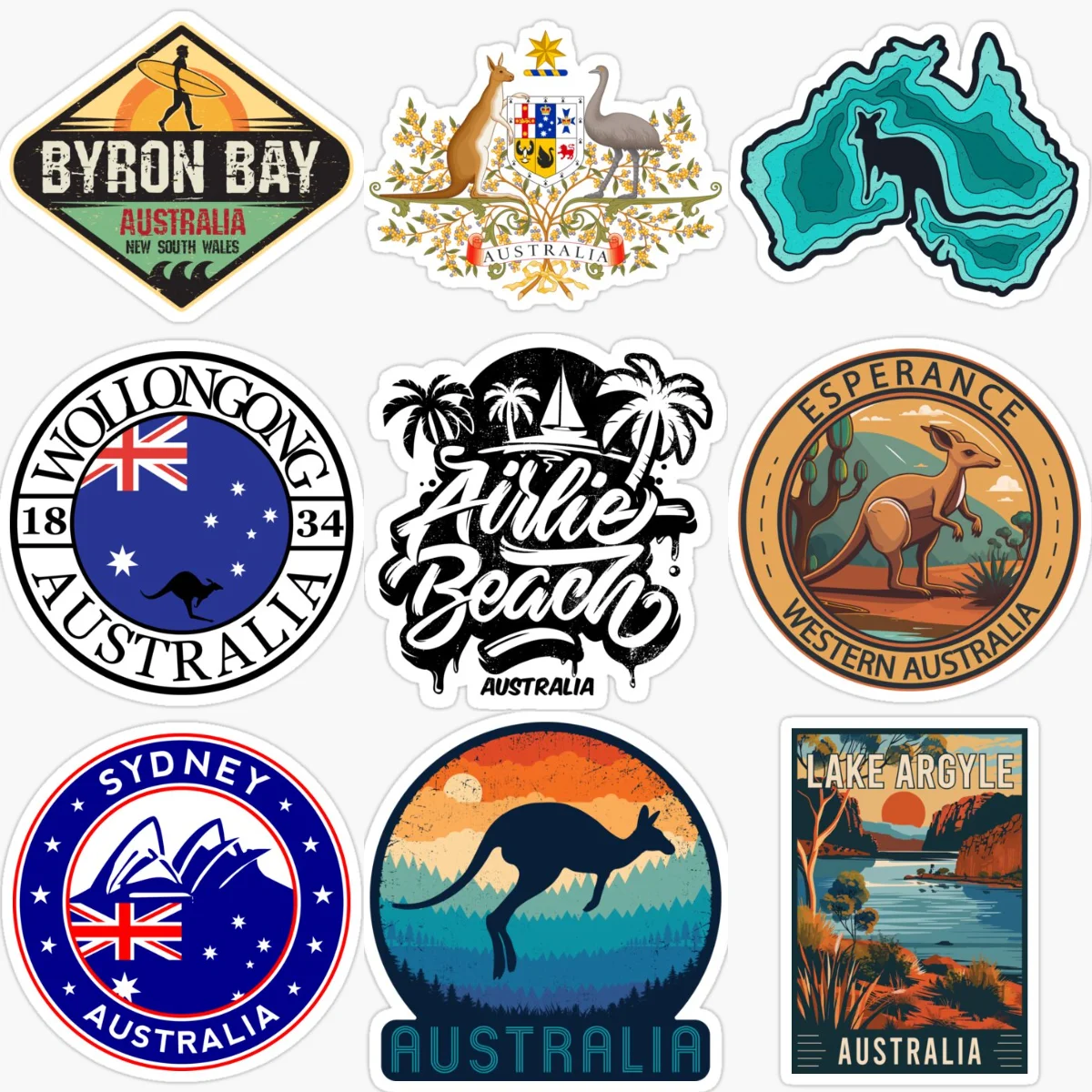 Car Accessories Australia - Australia Flag Map Kangaroo Emblem Creative