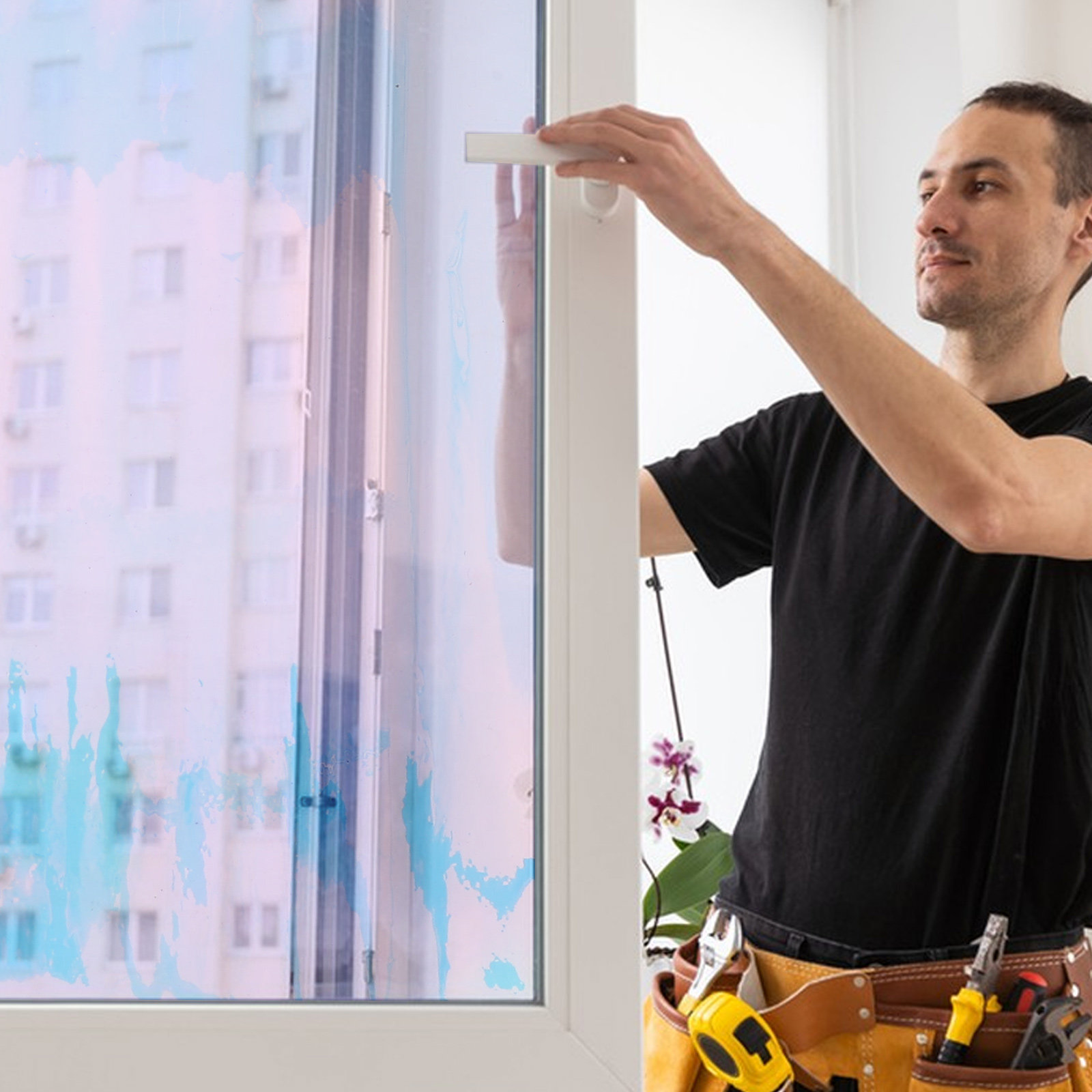 Tinted Window Film - Clear Holographic Window Film Iridescent Self